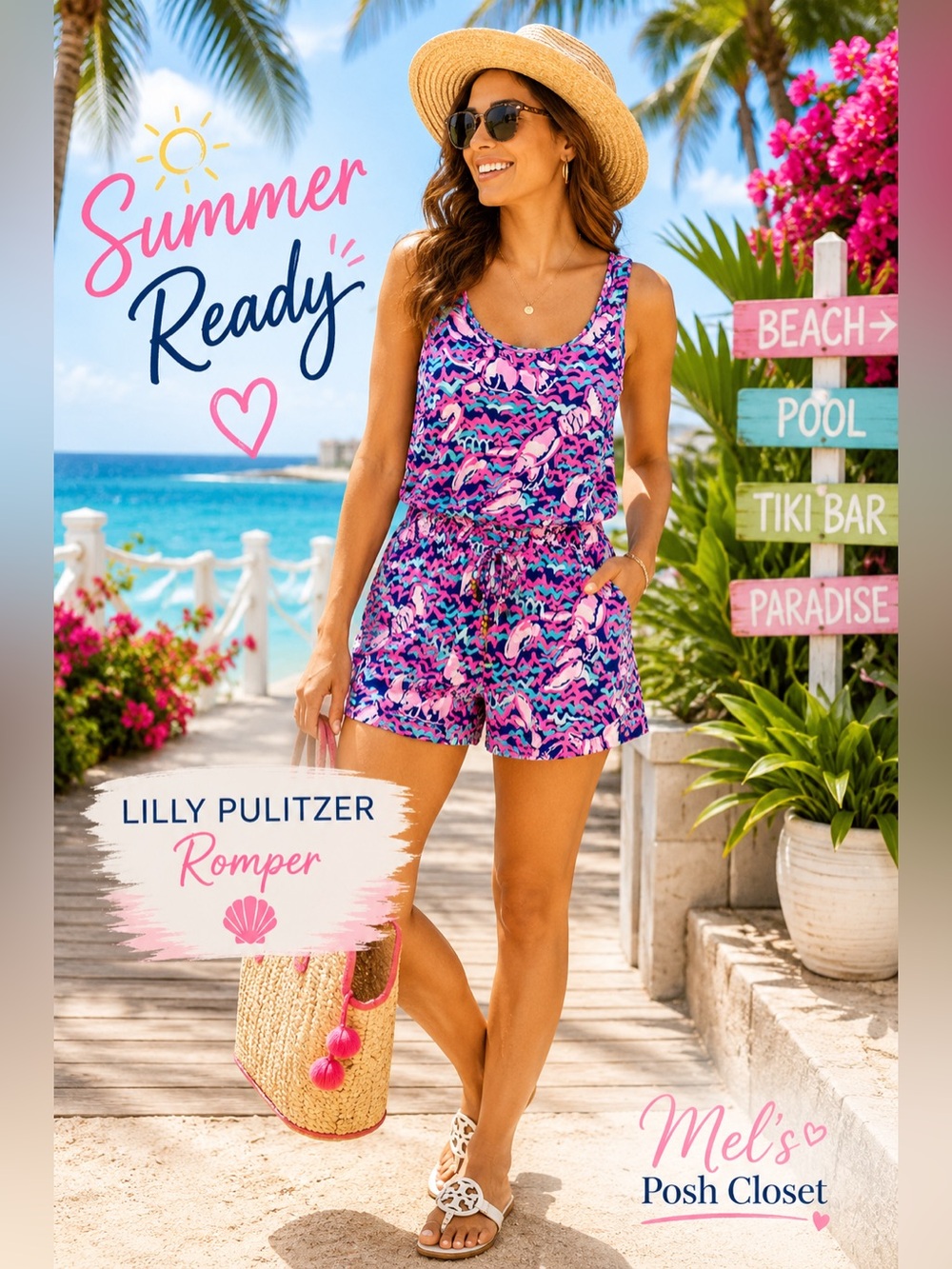 Lilly Pulitzer Pink Blue Seashell Print Romper XS Resort Beach Vacation